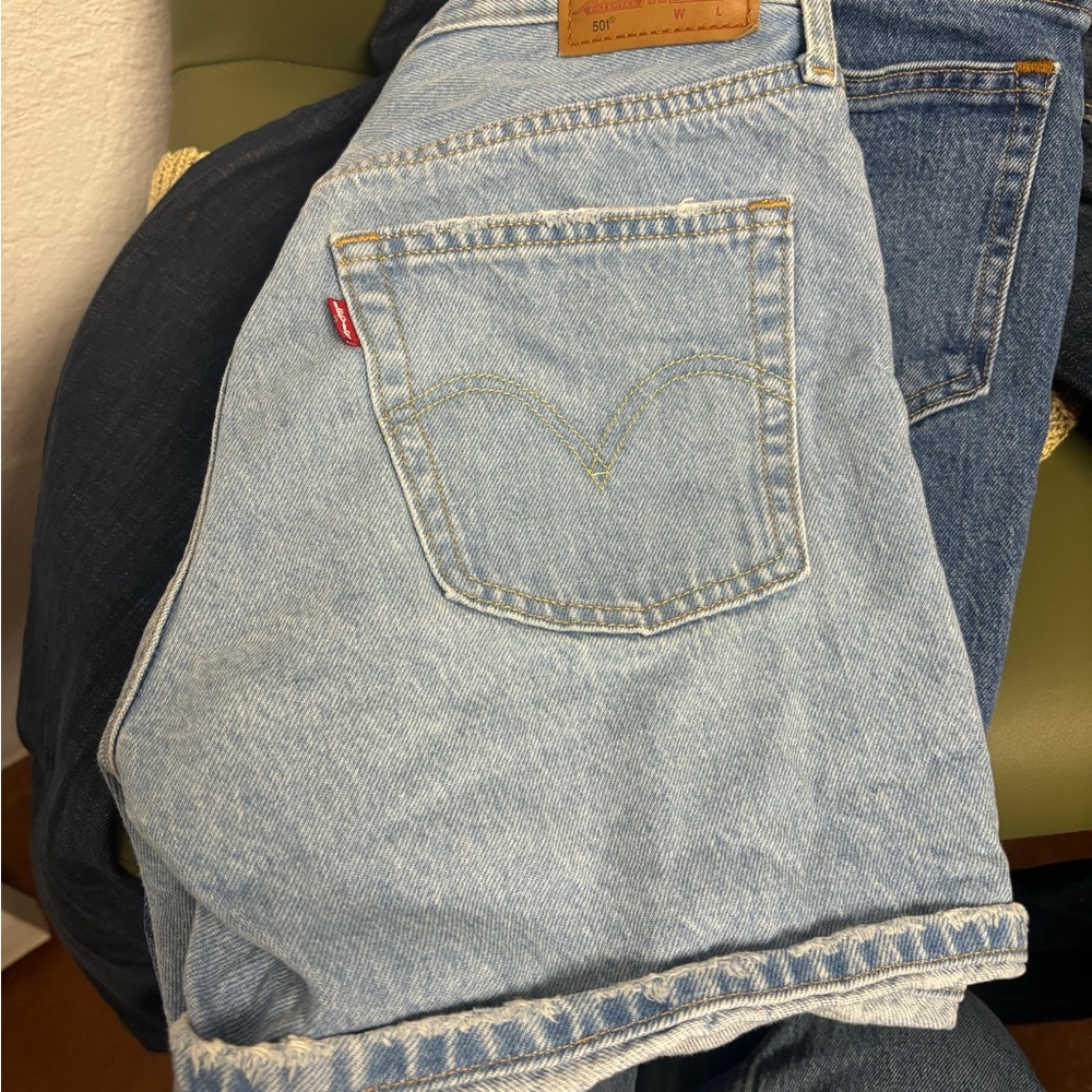 Levi's 501 Mid Thigh Light Wash Denim Shorts